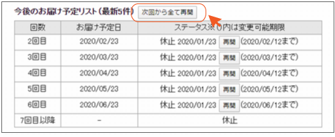 定期購入をすべてお休みする｜マイページ